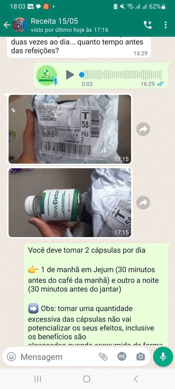 RECEBIMENTO 9 - Clientes Enviando Fotos New Detox